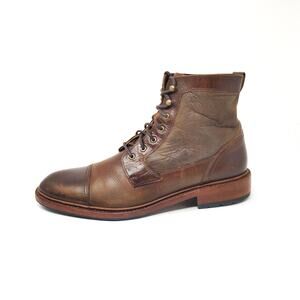 Trask Mens 9.5 Shoes Boots Union Leather Shearling Lined Ankle Lace Up Brown